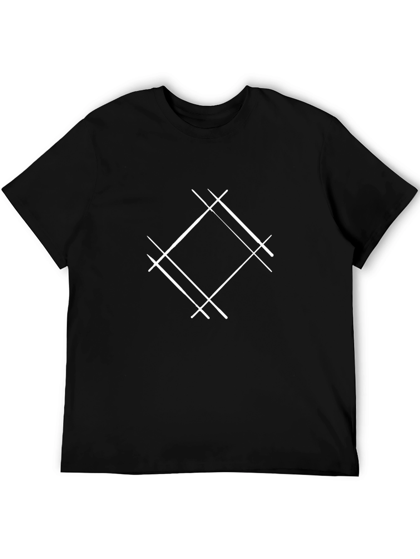 Modern Geometric Graphic Tee - Black