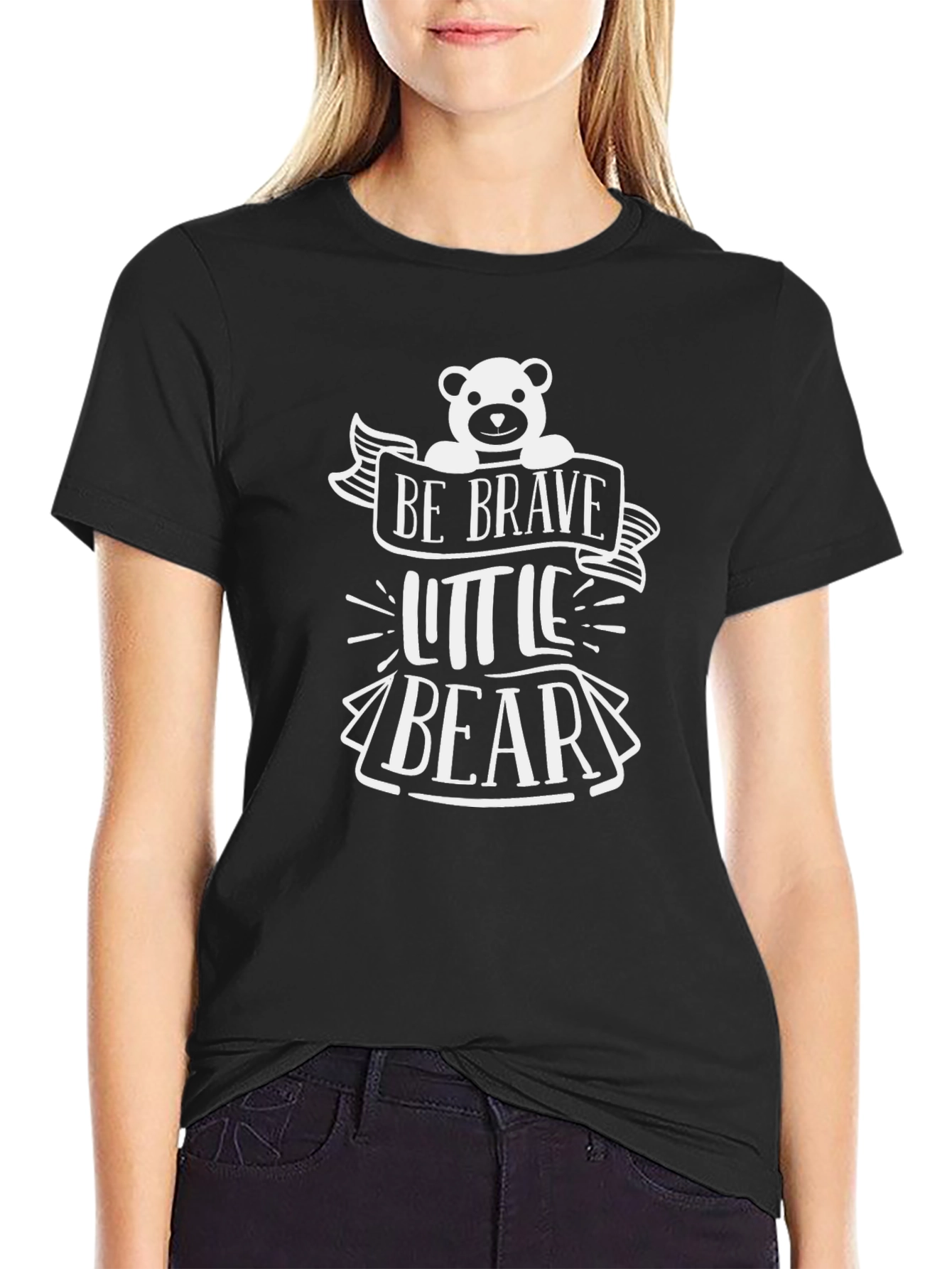 Be Brave Little Bear Black T-Shirt