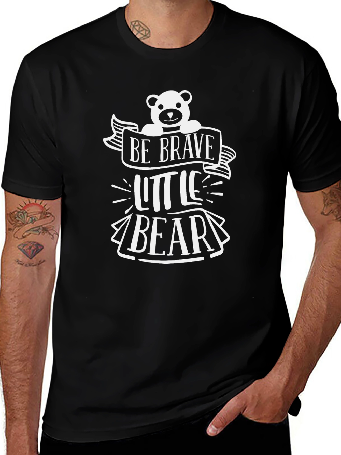 Be Brave Little Bear Black T-Shirt
