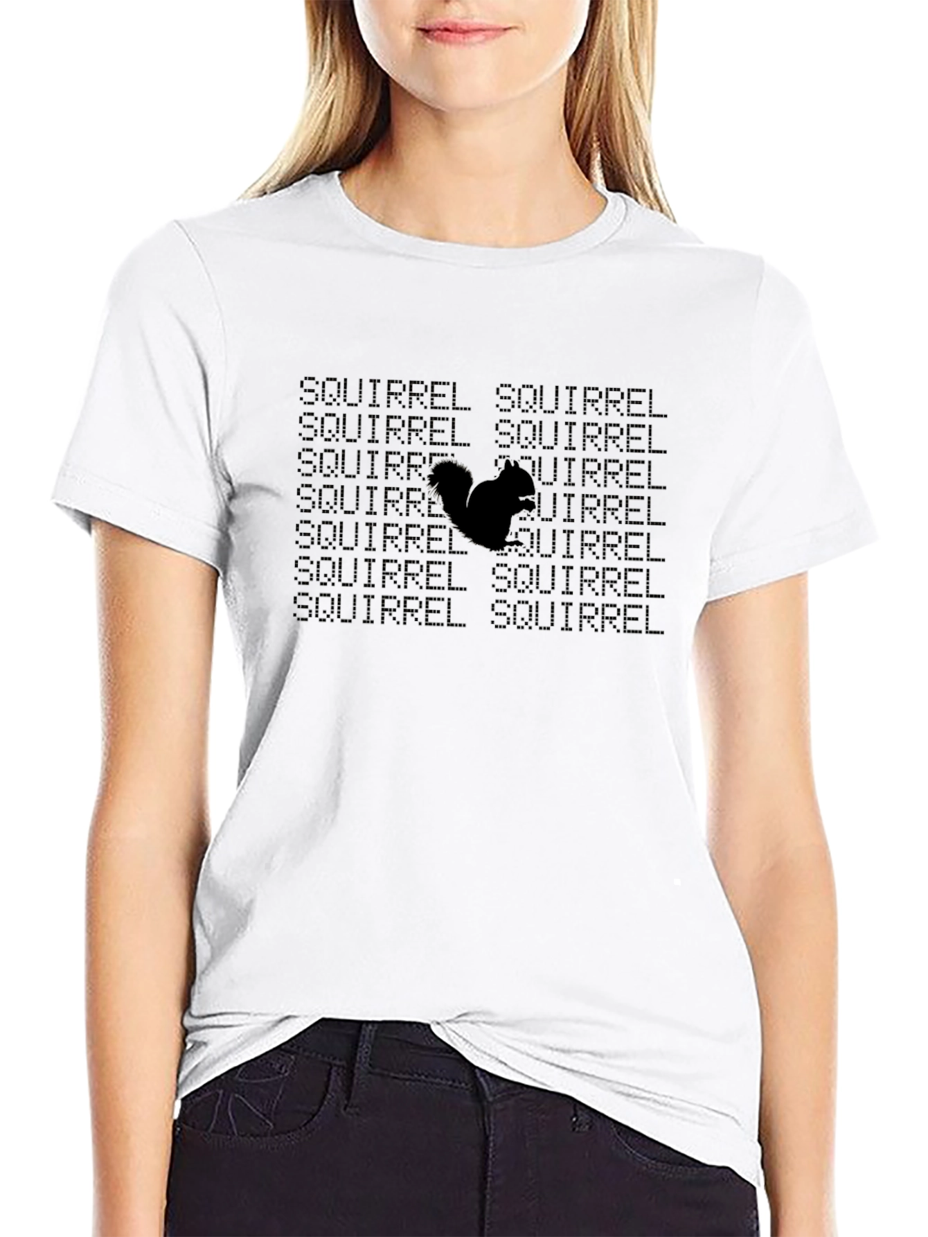 Squirrel Pattern Black T-Shirt