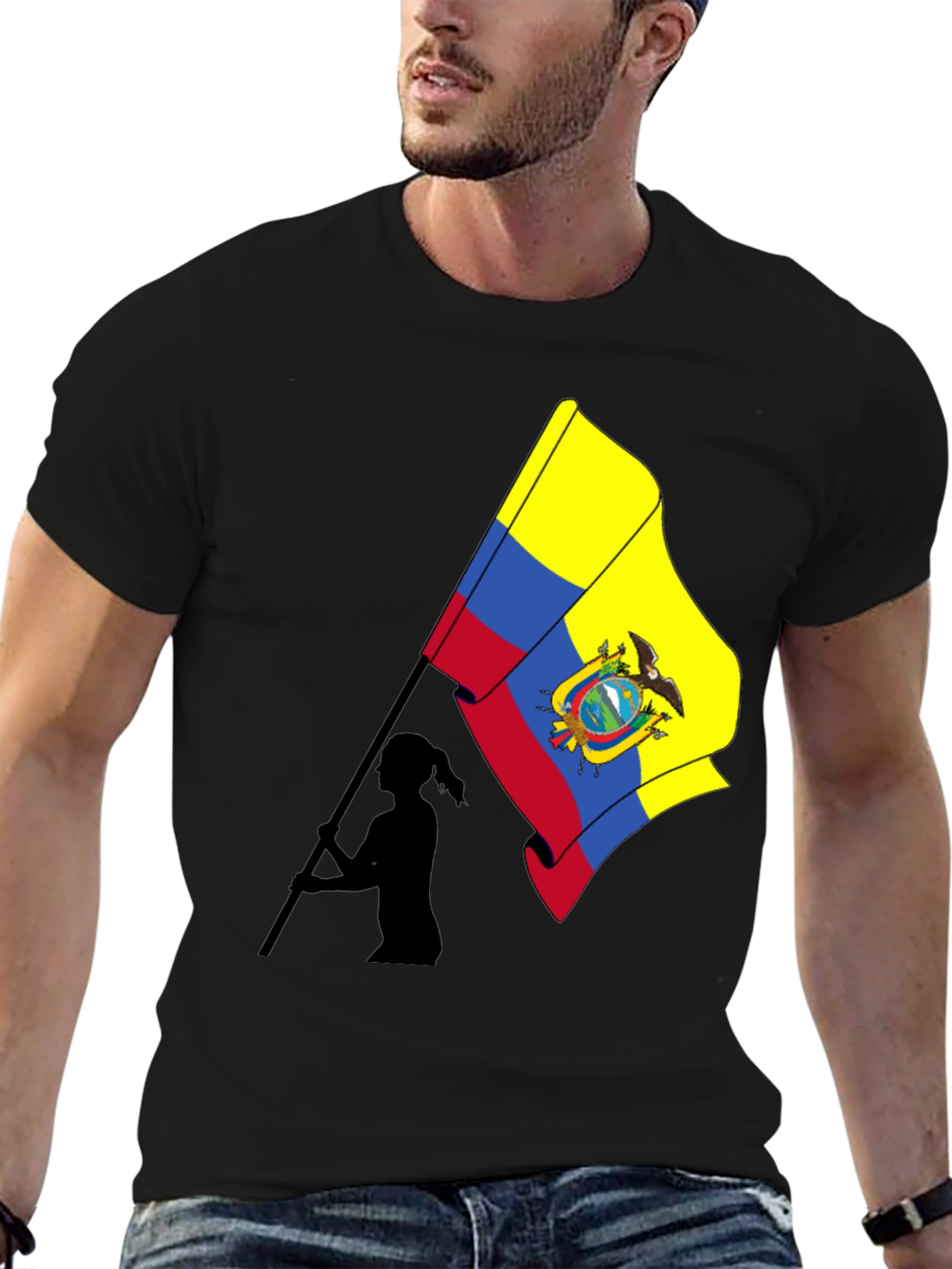 Ecuador Flag Graphic T-Shirt - Black
