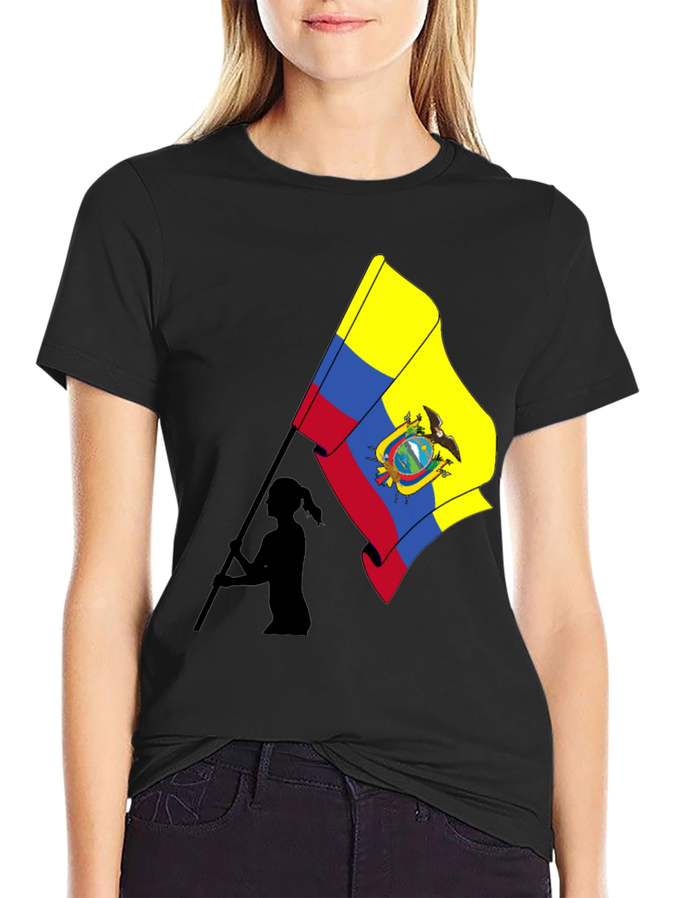 Ecuador Flag Graphic T-Shirt - Black