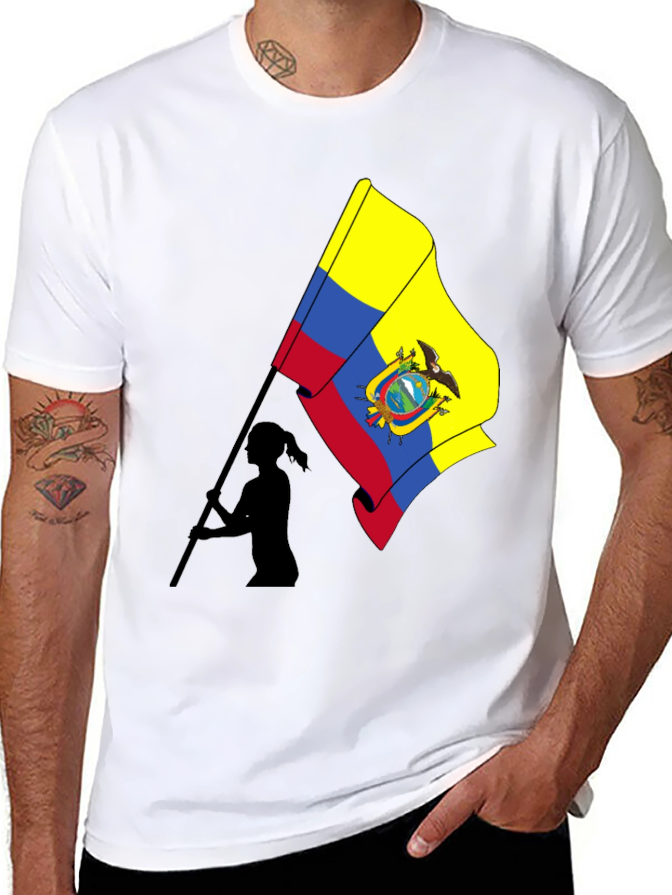 Ecuador Flag Graphic T-Shirt - Black