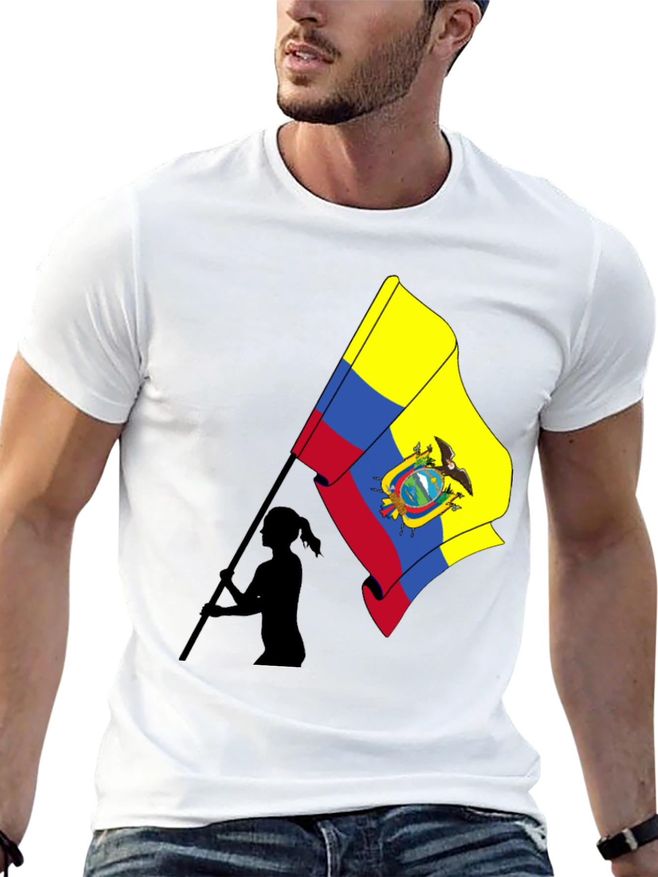 Ecuador Flag Graphic T-Shirt - Black
