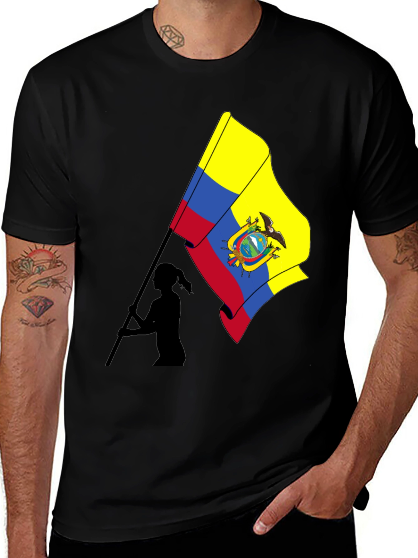Ecuador Flag Graphic T-Shirt - Black