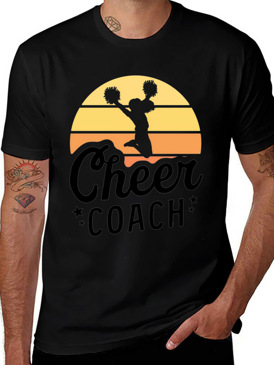 Cheer Coach T-Shirt - Sunset Design Black Tee