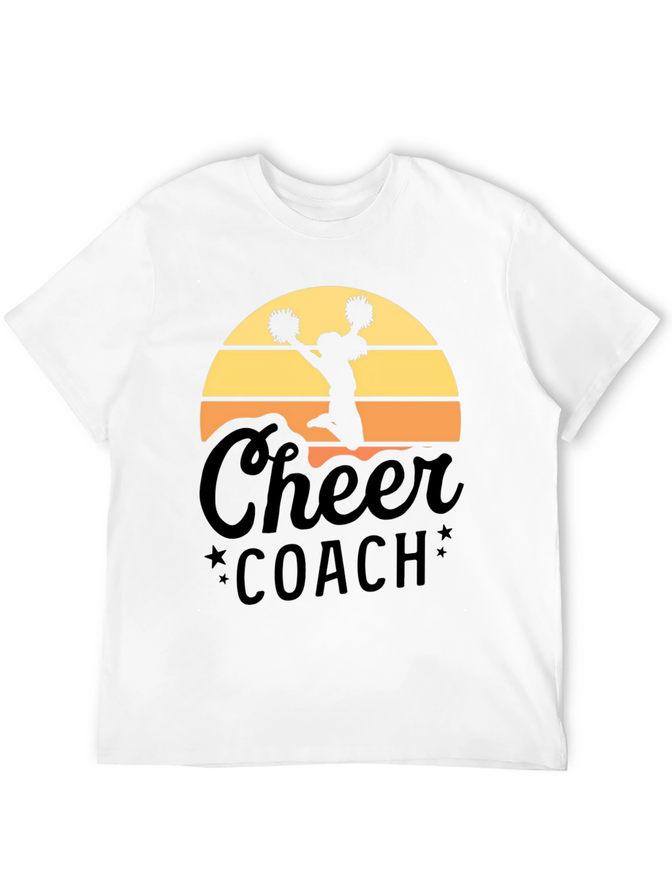 Cheer Coach T-Shirt - Sunset Design Black Tee