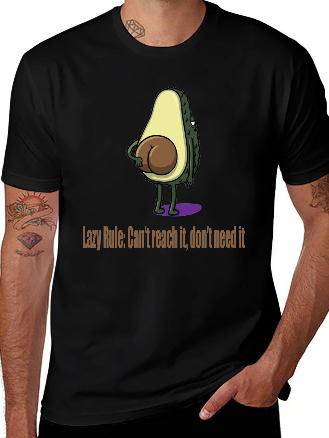 Funny Avocado Booty Graphic T-Shirt - Lazy Rule