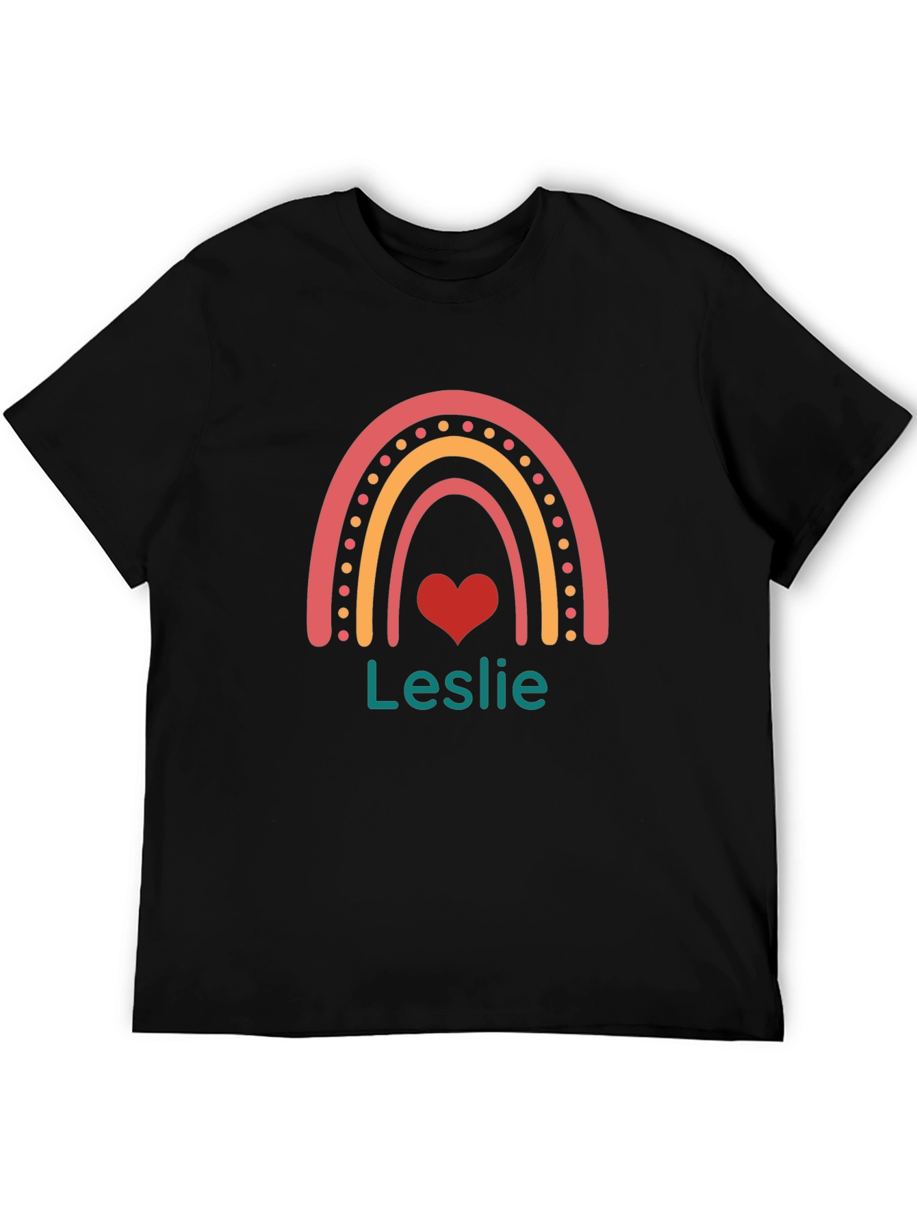 Leslie Rainbow Heart Personalized T-Shirt