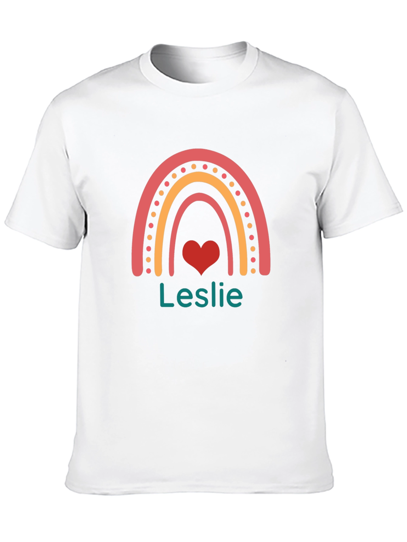 Leslie Rainbow Heart Personalized T-Shirt