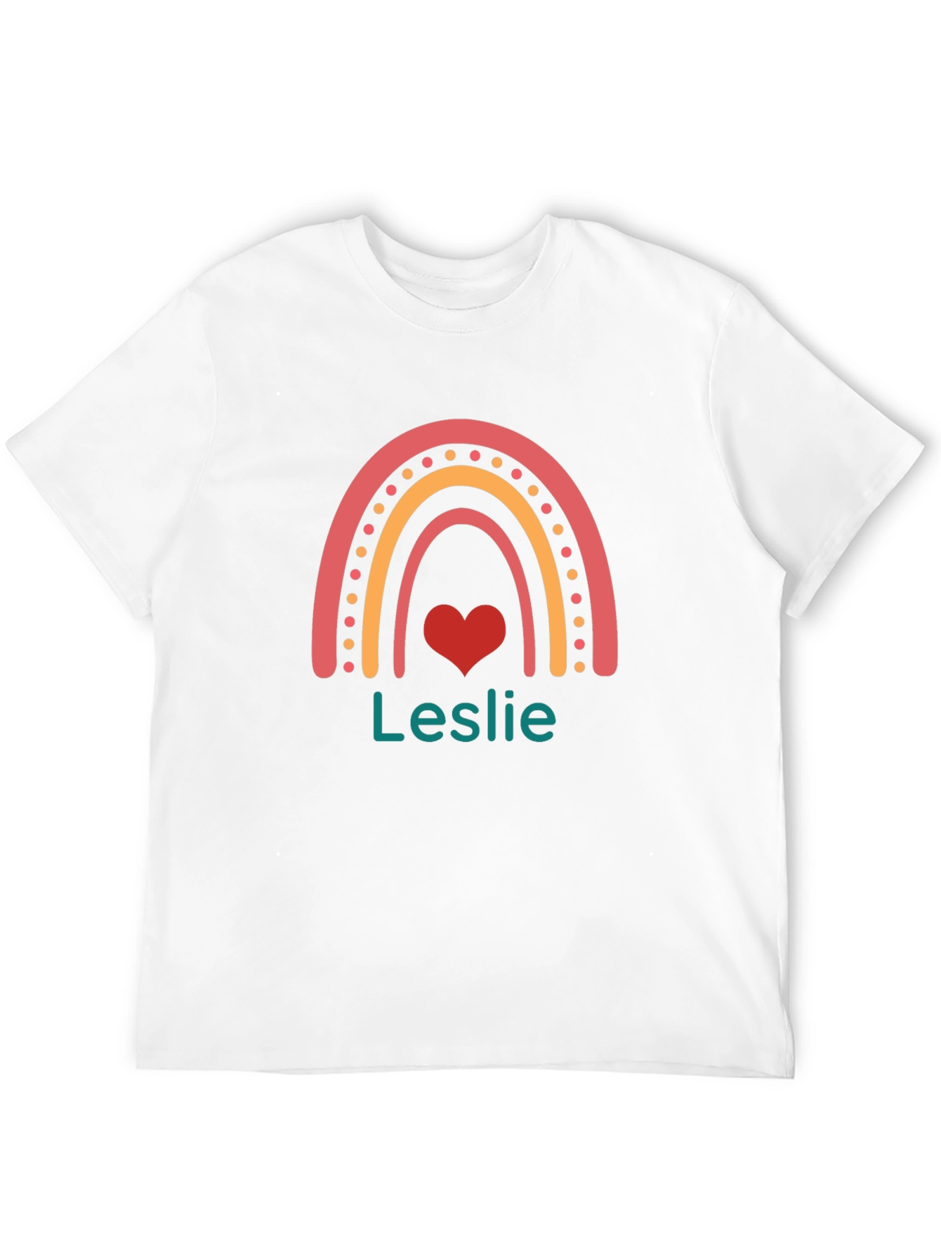 Leslie Rainbow Heart Personalized T-Shirt