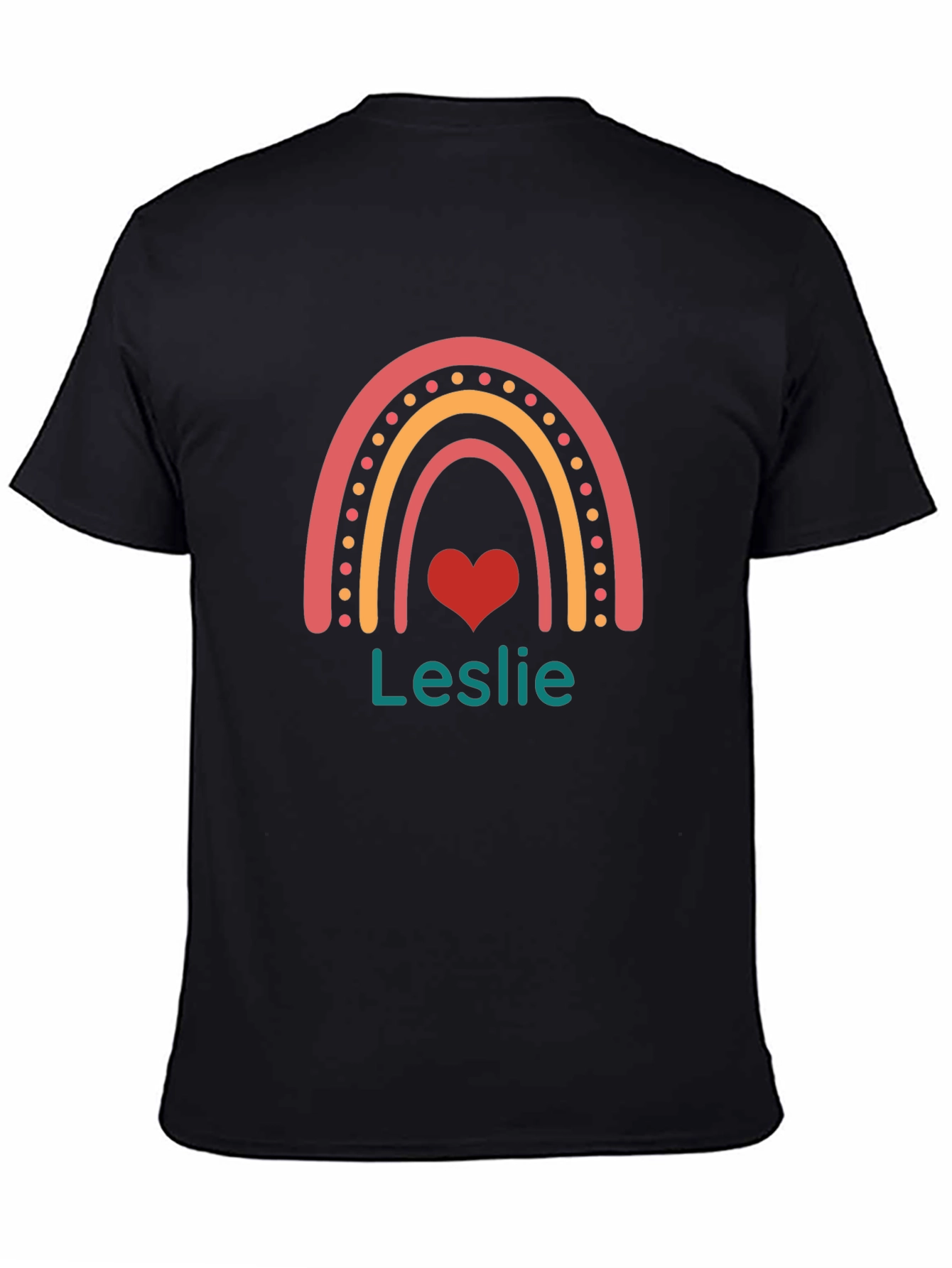 Leslie Rainbow Heart Personalized T-Shirt