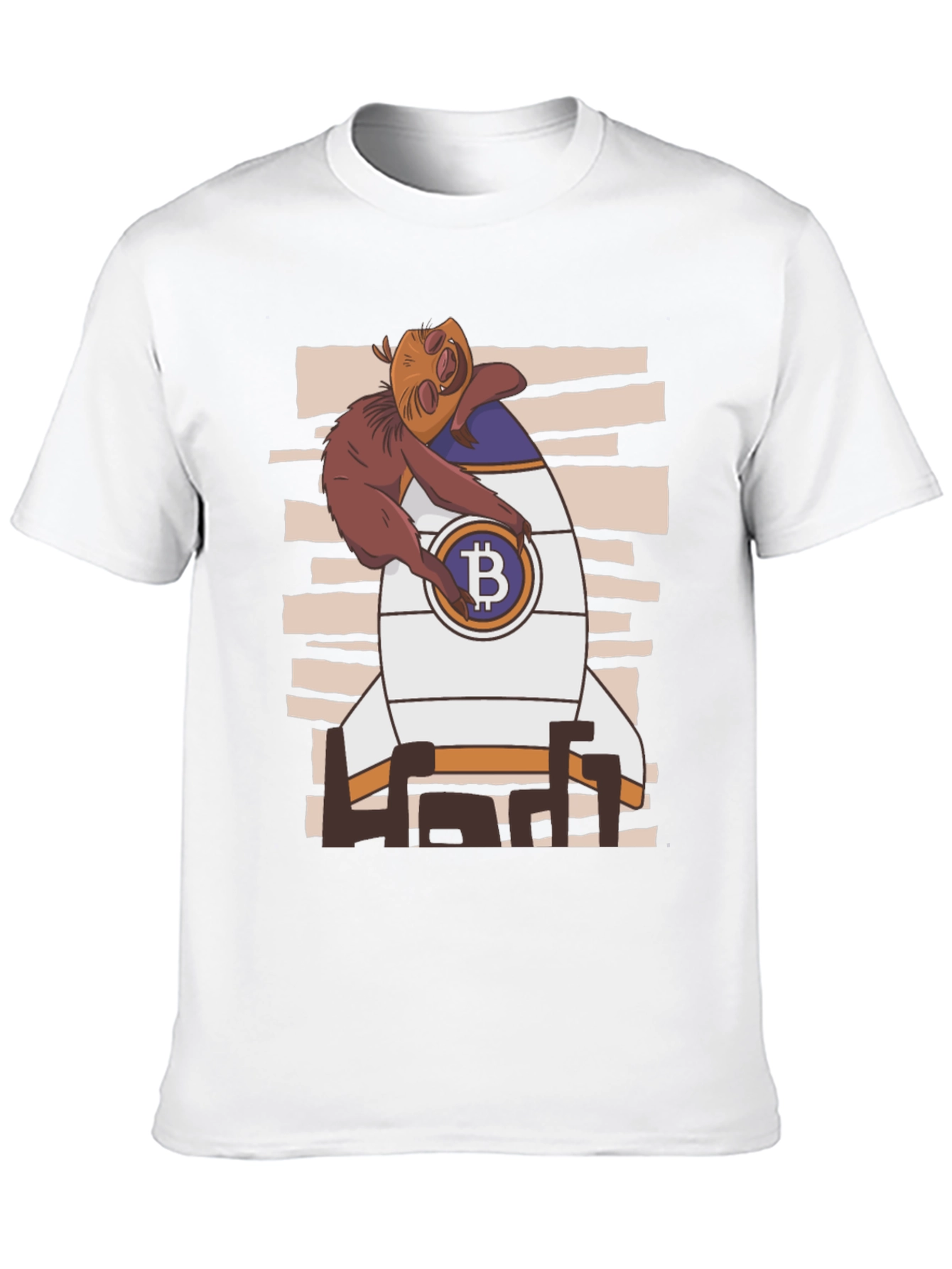 Bitcoin Sloth Rocket Black T-Shirt