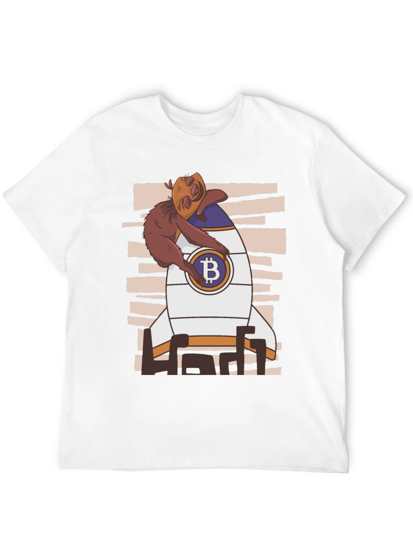 Bitcoin Sloth Rocket Black T-Shirt