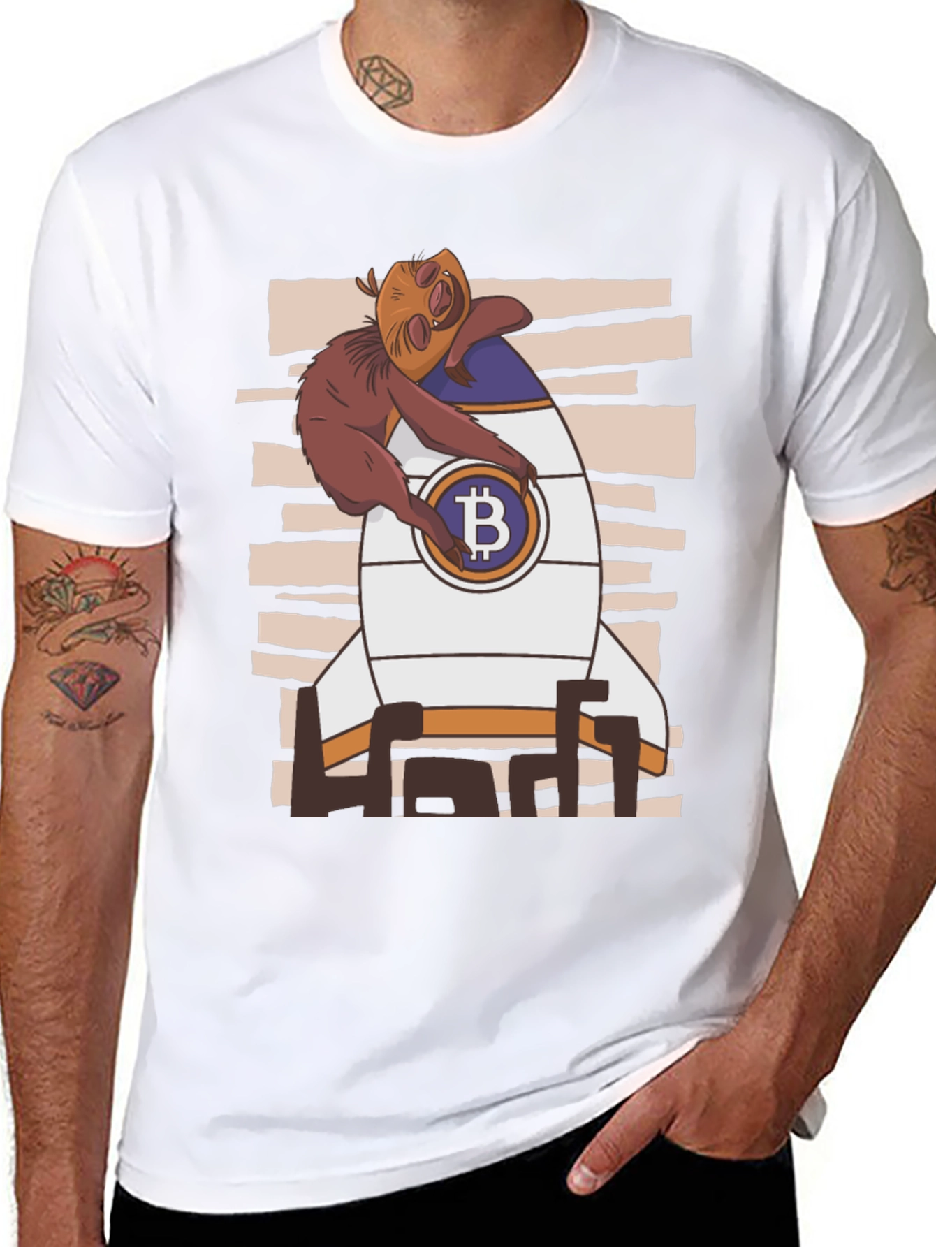 Bitcoin Sloth Rocket Black T-Shirt