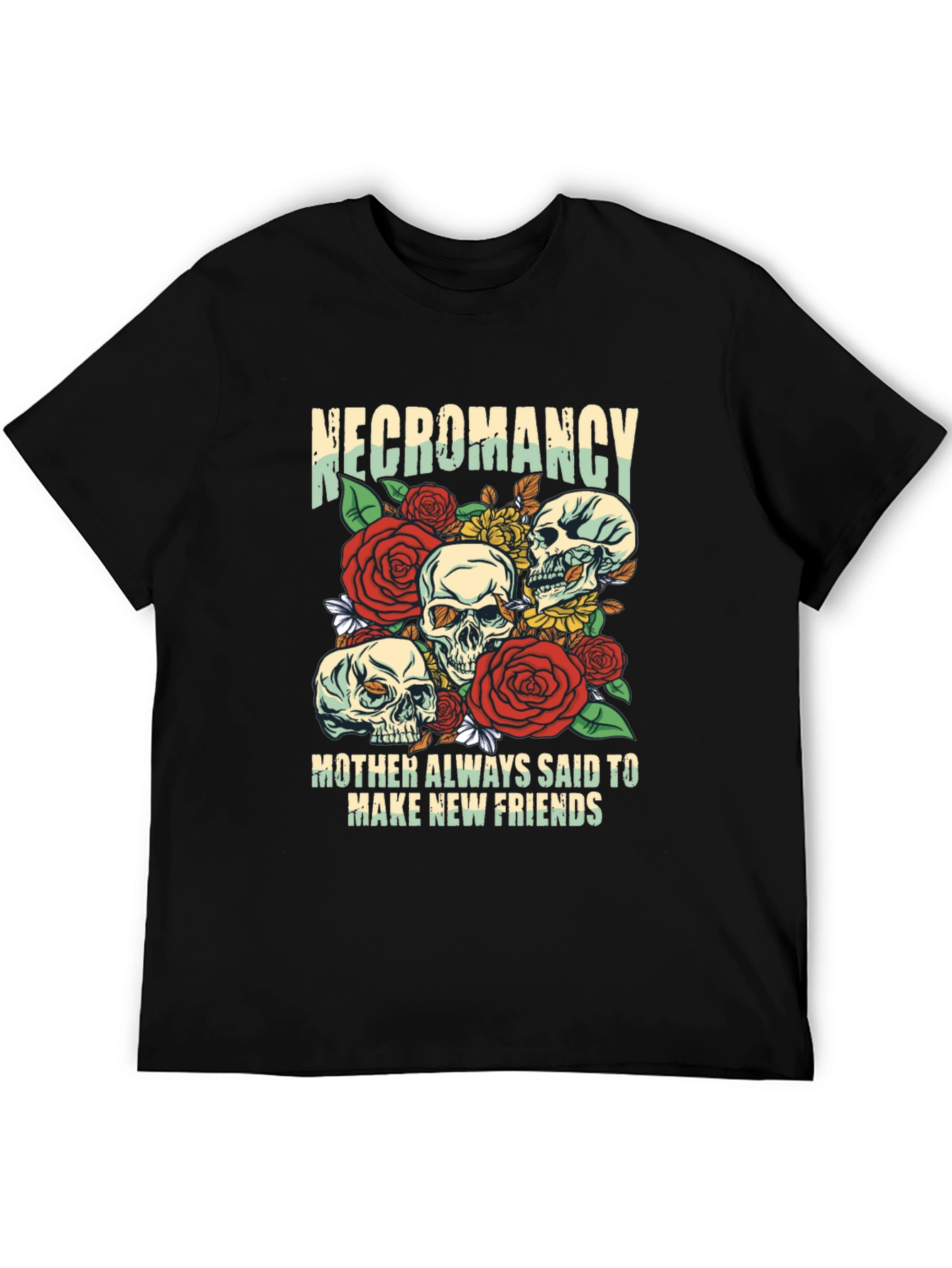 Necromancy Skull Graphic T-Shirt - Make New Friends Tee