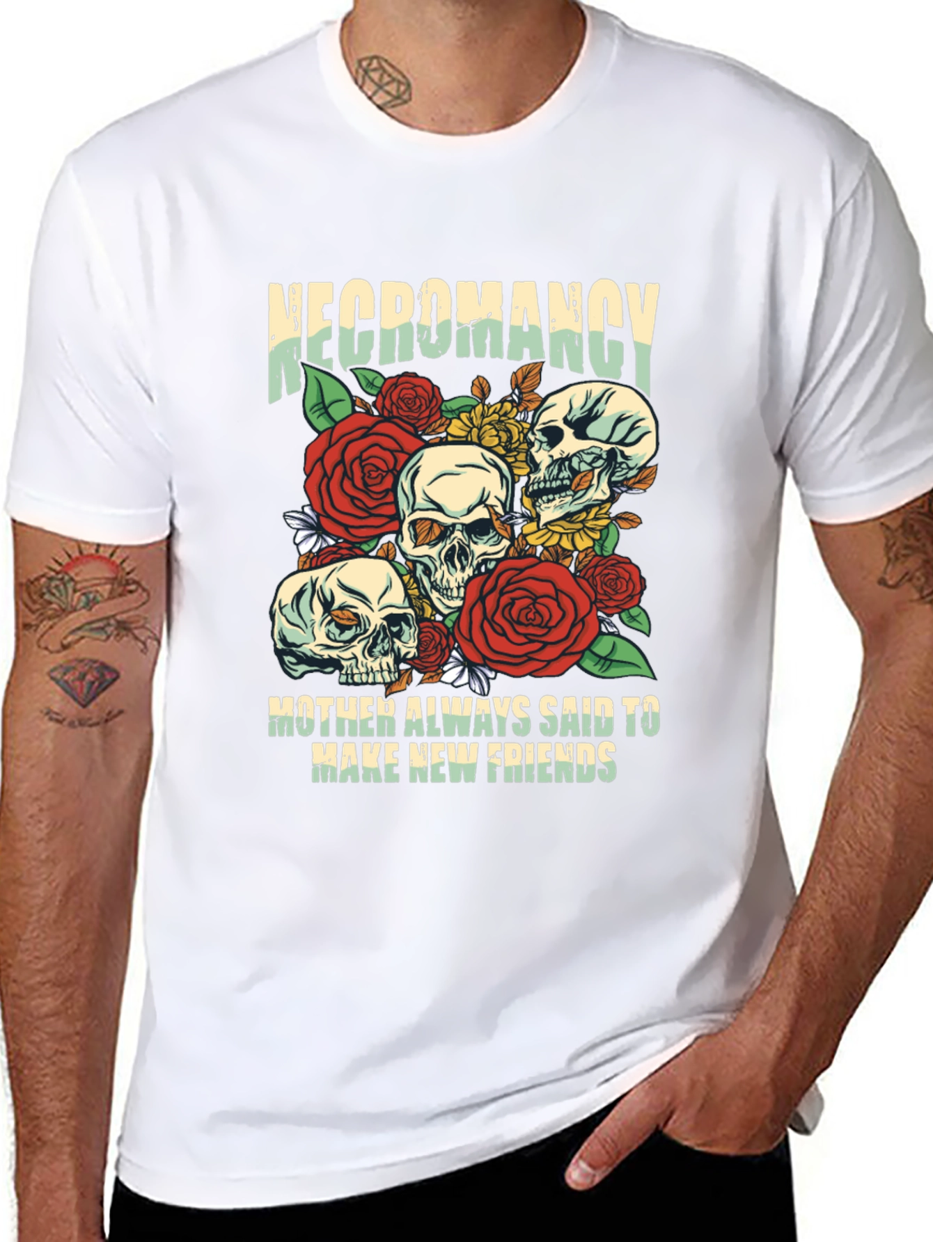 Necromancy Skull Graphic T-Shirt - Make New Friends Tee