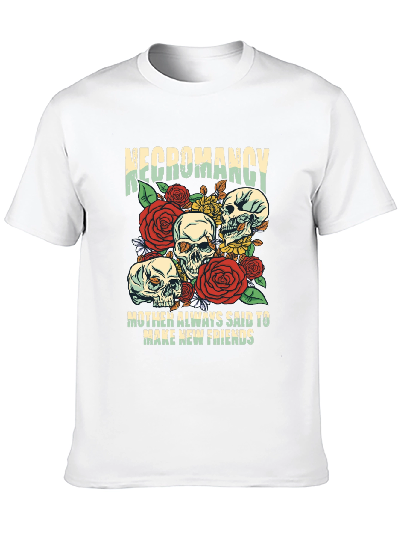 Necromancy Skull Graphic T-Shirt - Make New Friends Tee