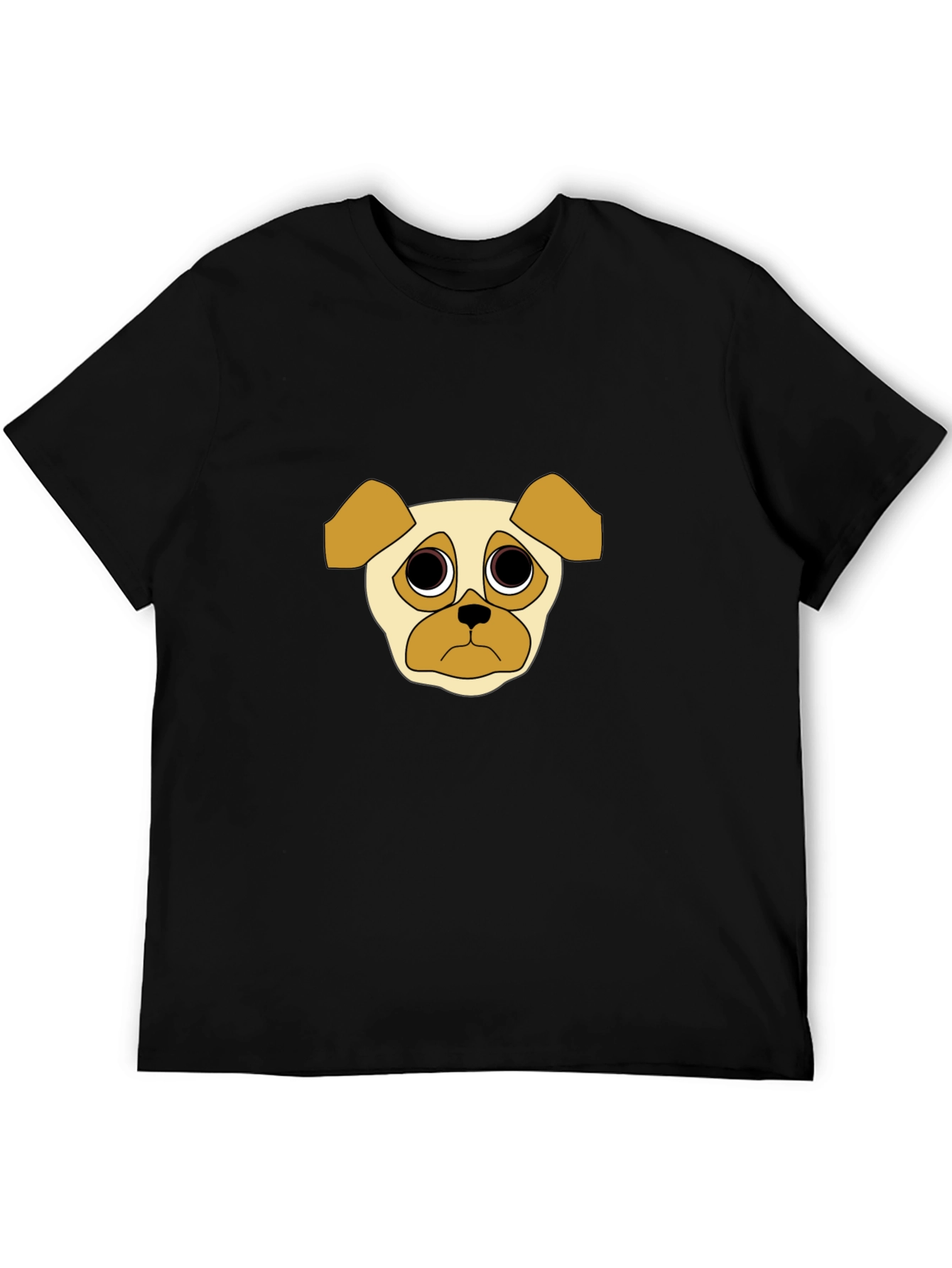 Sad Pug Graphic Tee - Black Cotton Casual T-Shirt