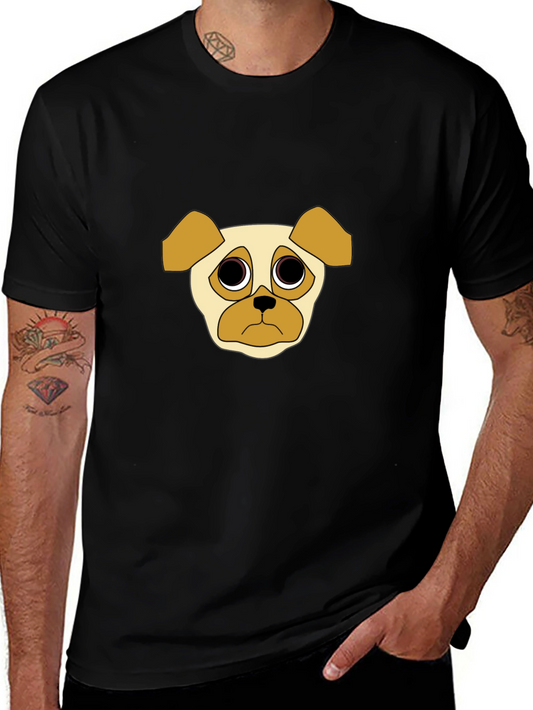 Sad Pug Graphic Tee - Black Cotton Casual T-Shirt