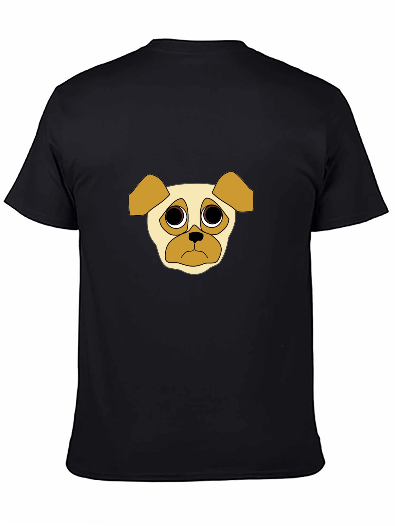 Sad Pug Graphic Tee - Black Cotton Casual T-Shirt