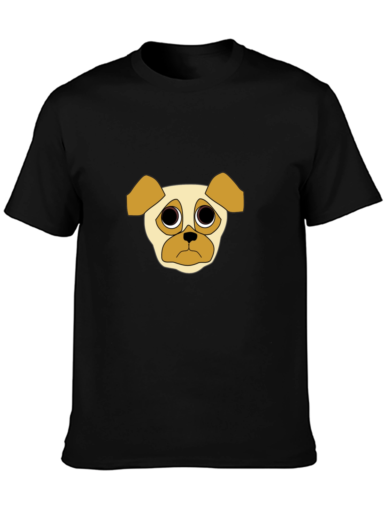 Sad Pug Graphic Tee - Black Cotton Casual T-Shirt