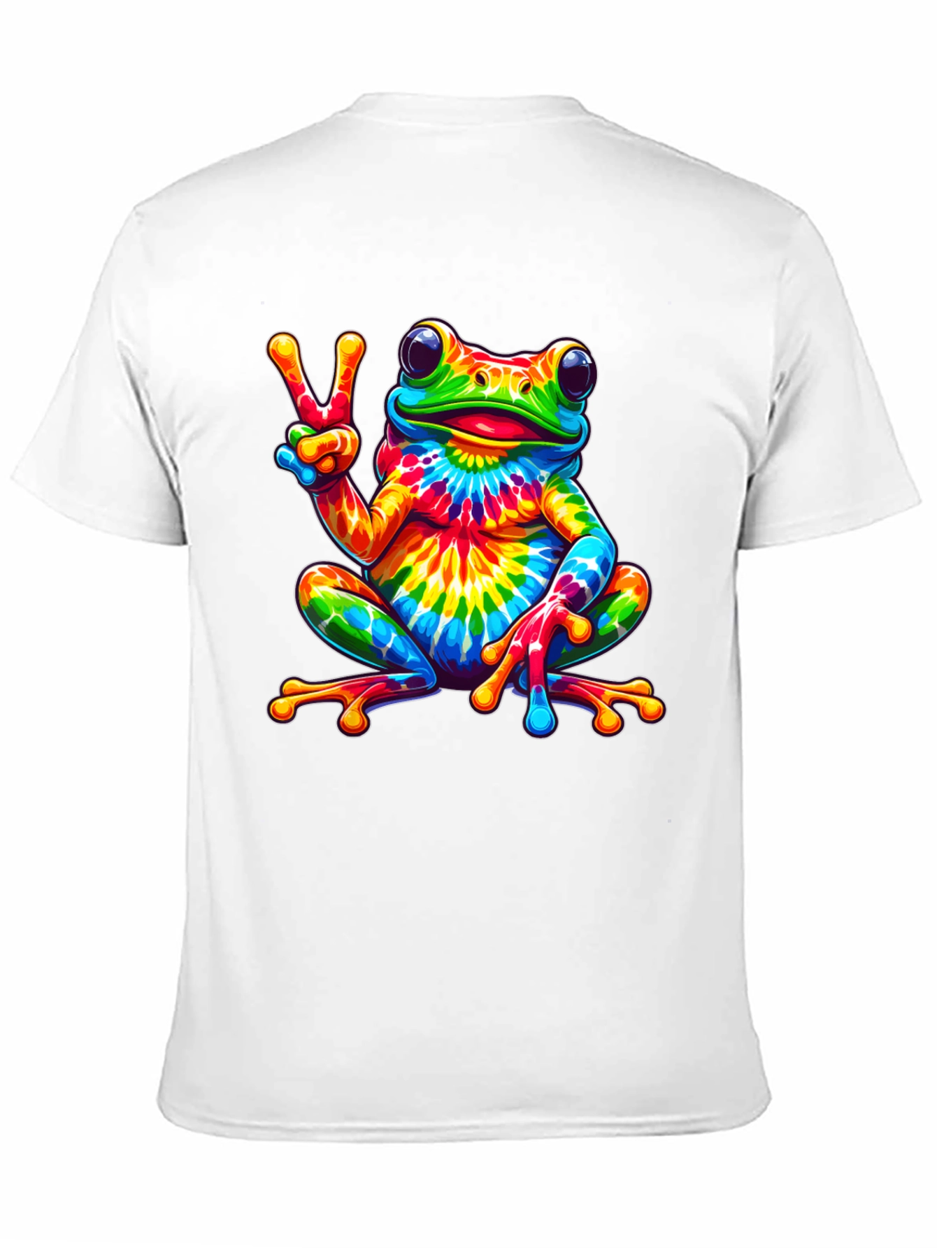 Tie-Dye Frog Peace Sign Black T-Shirt