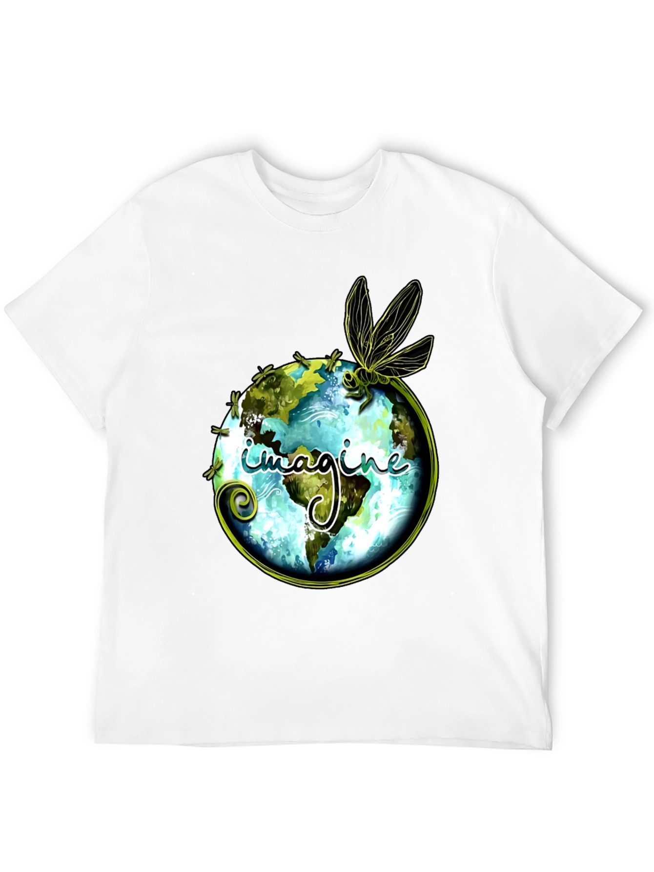 Imagine Earth Dragonfly Graphic Black T-Shirt