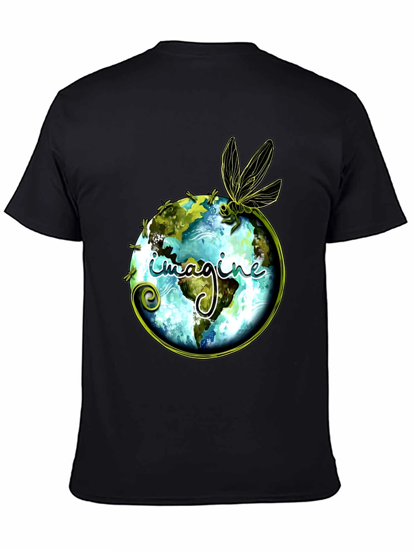 Imagine Earth Dragonfly Graphic Black T-Shirt