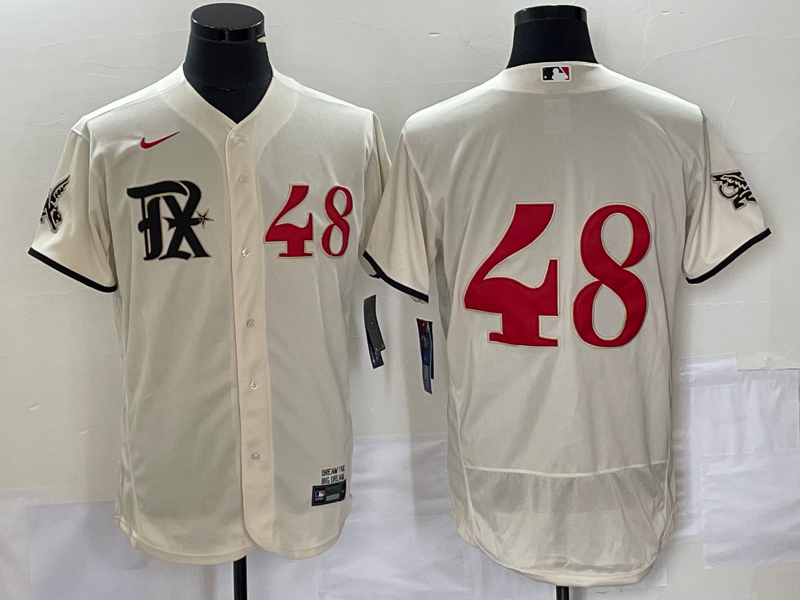 Men's Texas Rangers Jacob deGrom #48 Cream 2023 City Connect Replica Player Jerseys