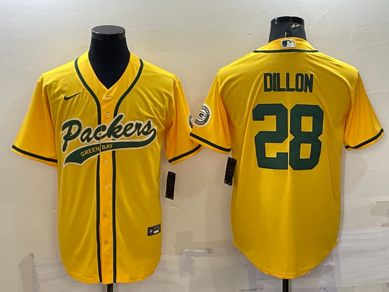 Men's Green Bay Packers AJ Dillon #28 Gold Inverted Team Game Jerseys Joint Edition