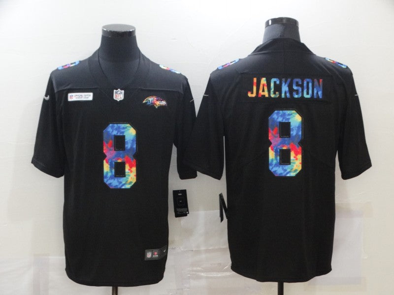 Men's Baltimore Ravens Lamar Jackson #8 Black Player Game Jerseys