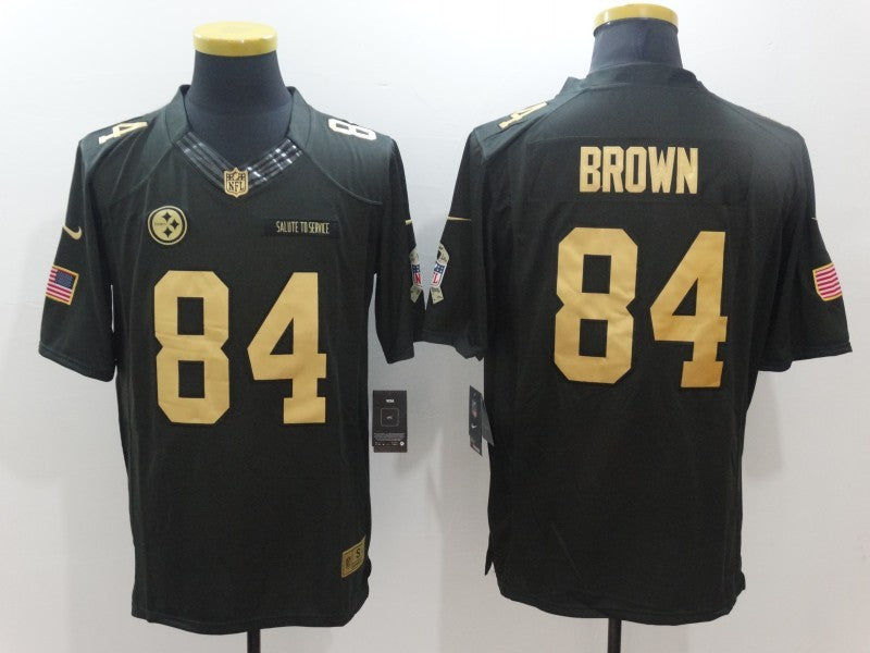 Men's Pittsburgh Steelers Antonio Brown #84 Black Team Game Jerseys