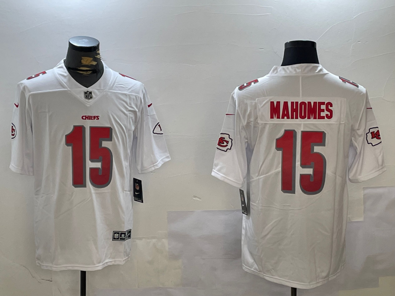 Men's Kansas City Chiefs Patrick Mahomes #15 White Team Game Jerseys