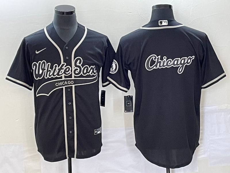 Men's Chicago White Sox Black Replica Game Jerseys Joint Edition