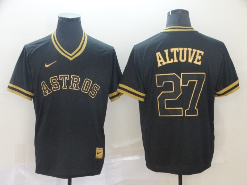 Men's Houston Astros Jose Altuve #27 Black Replica Player Jerseys