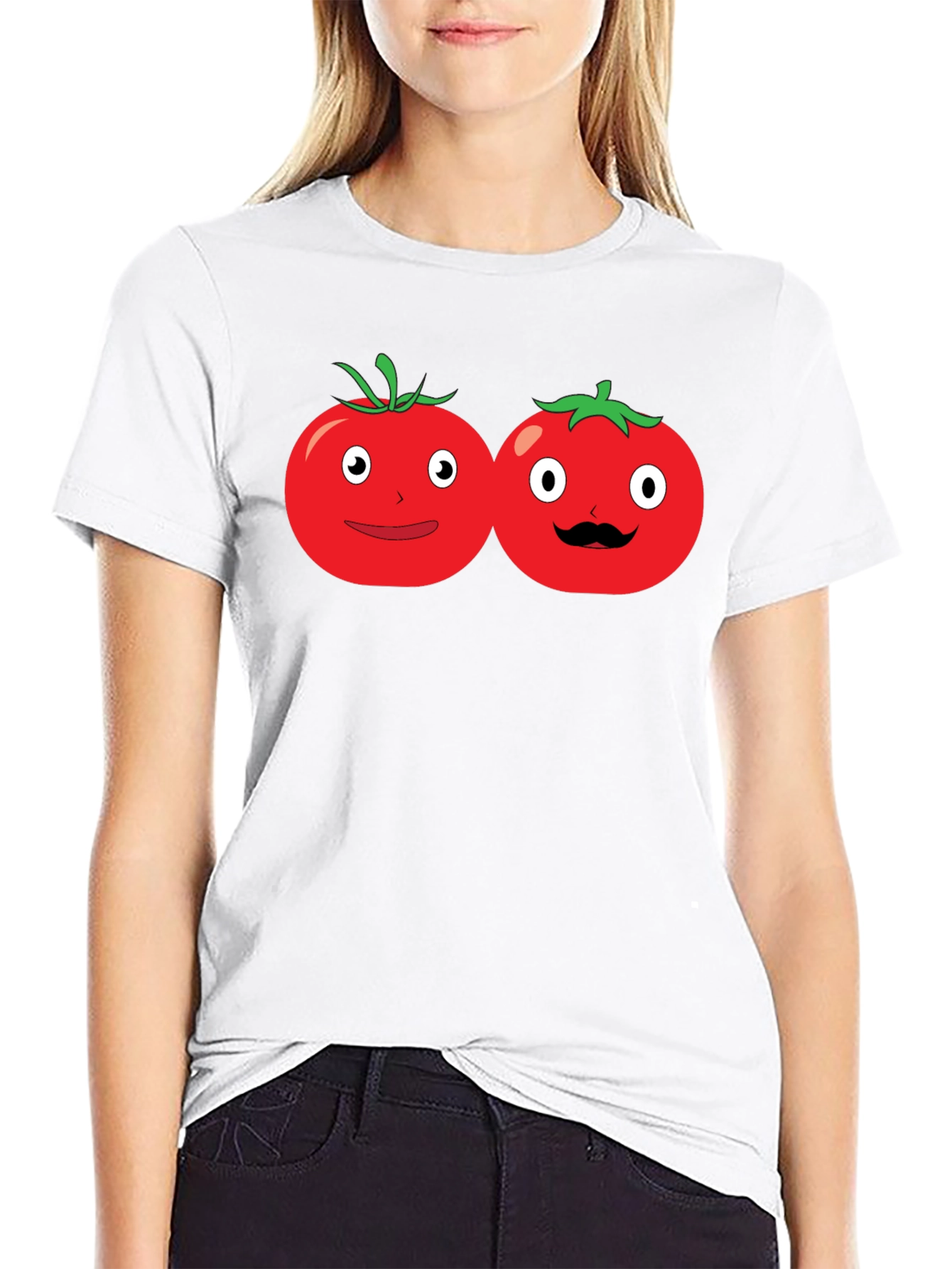 Tomato Cartoon Graphic Black T-Shirt