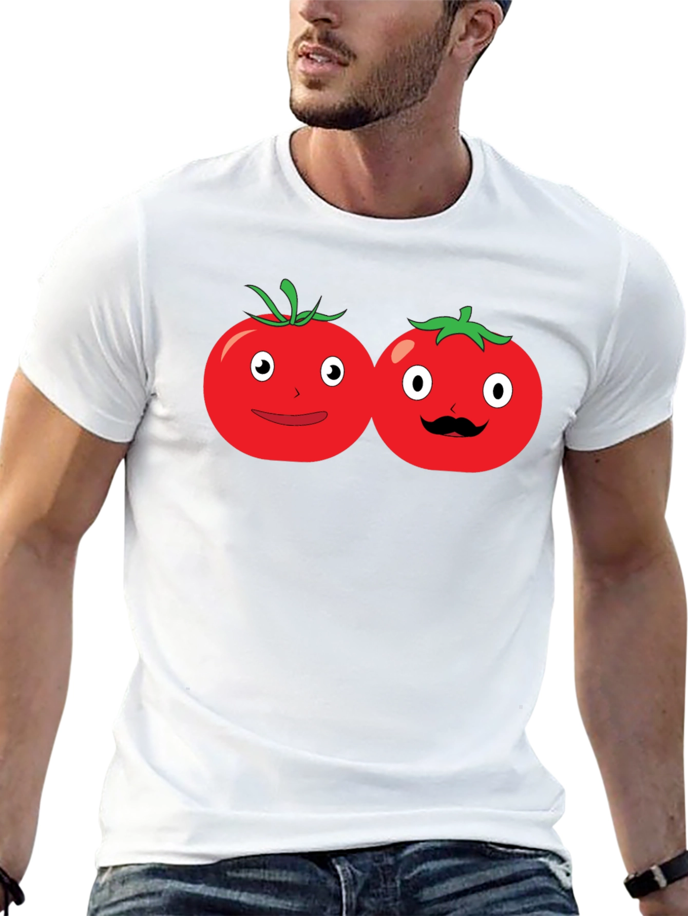 Tomato Cartoon Graphic Black T-Shirt
