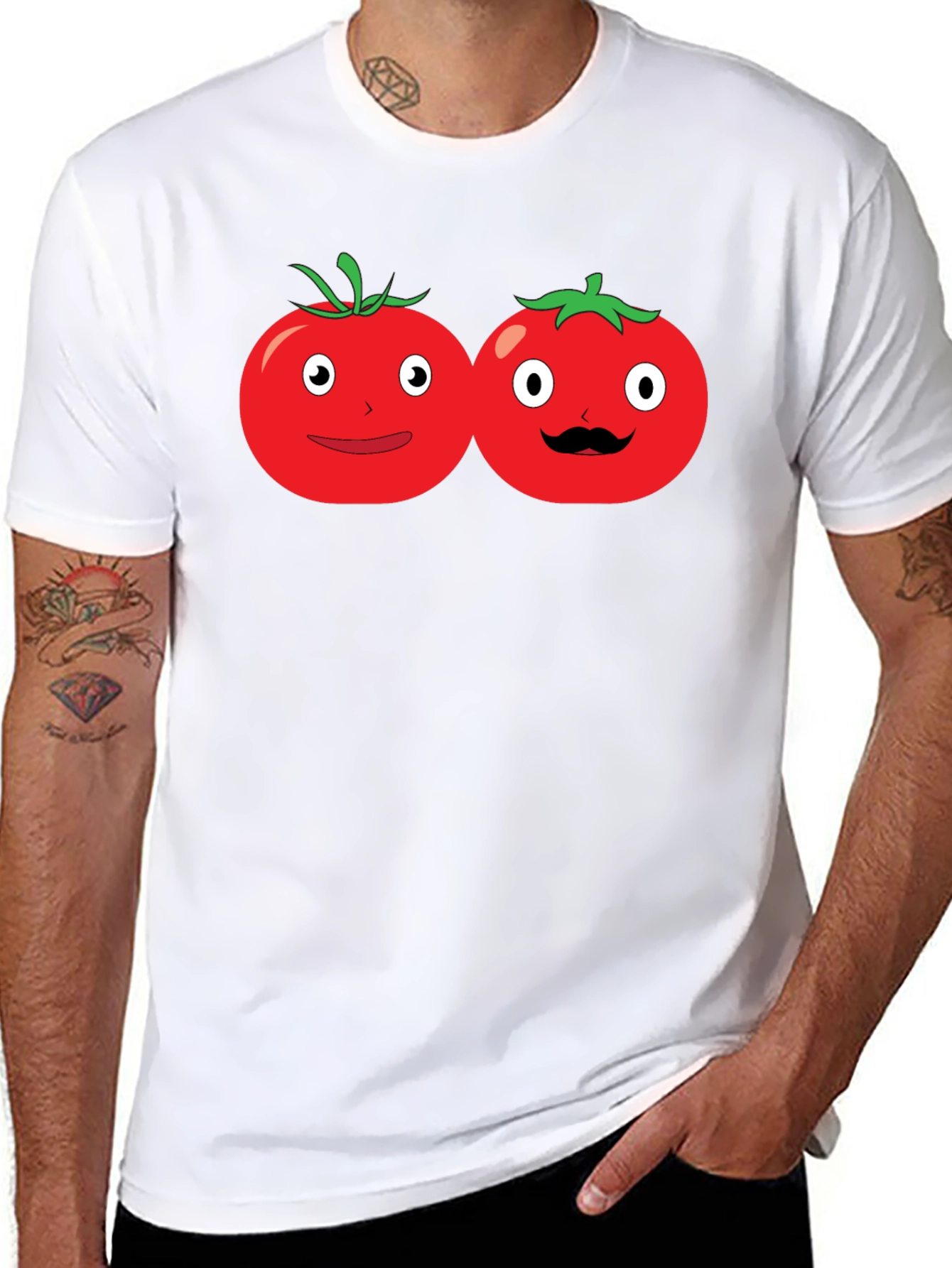 Tomato Cartoon Graphic Black T-Shirt