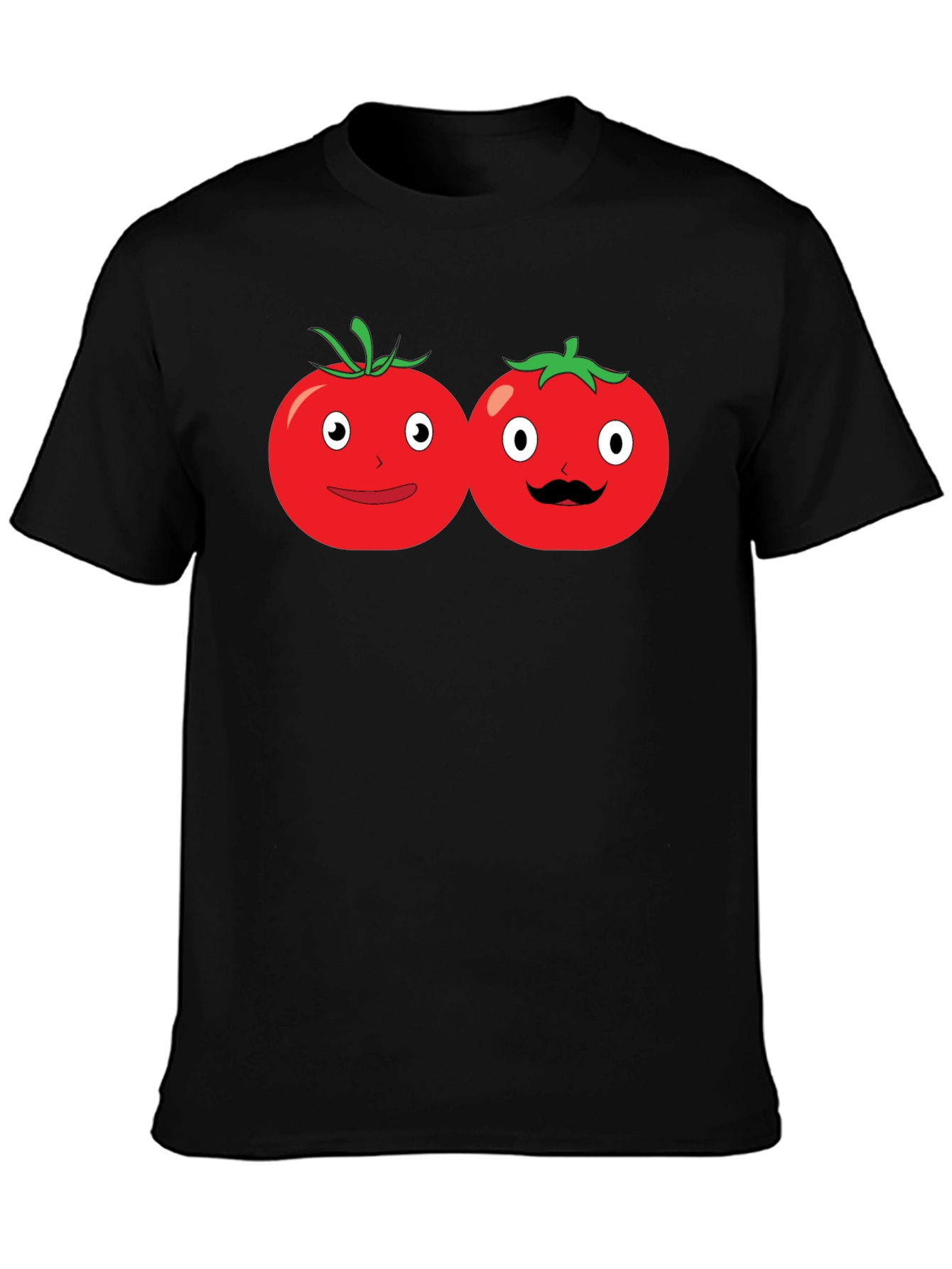 Tomato Cartoon Graphic Black T-Shirt