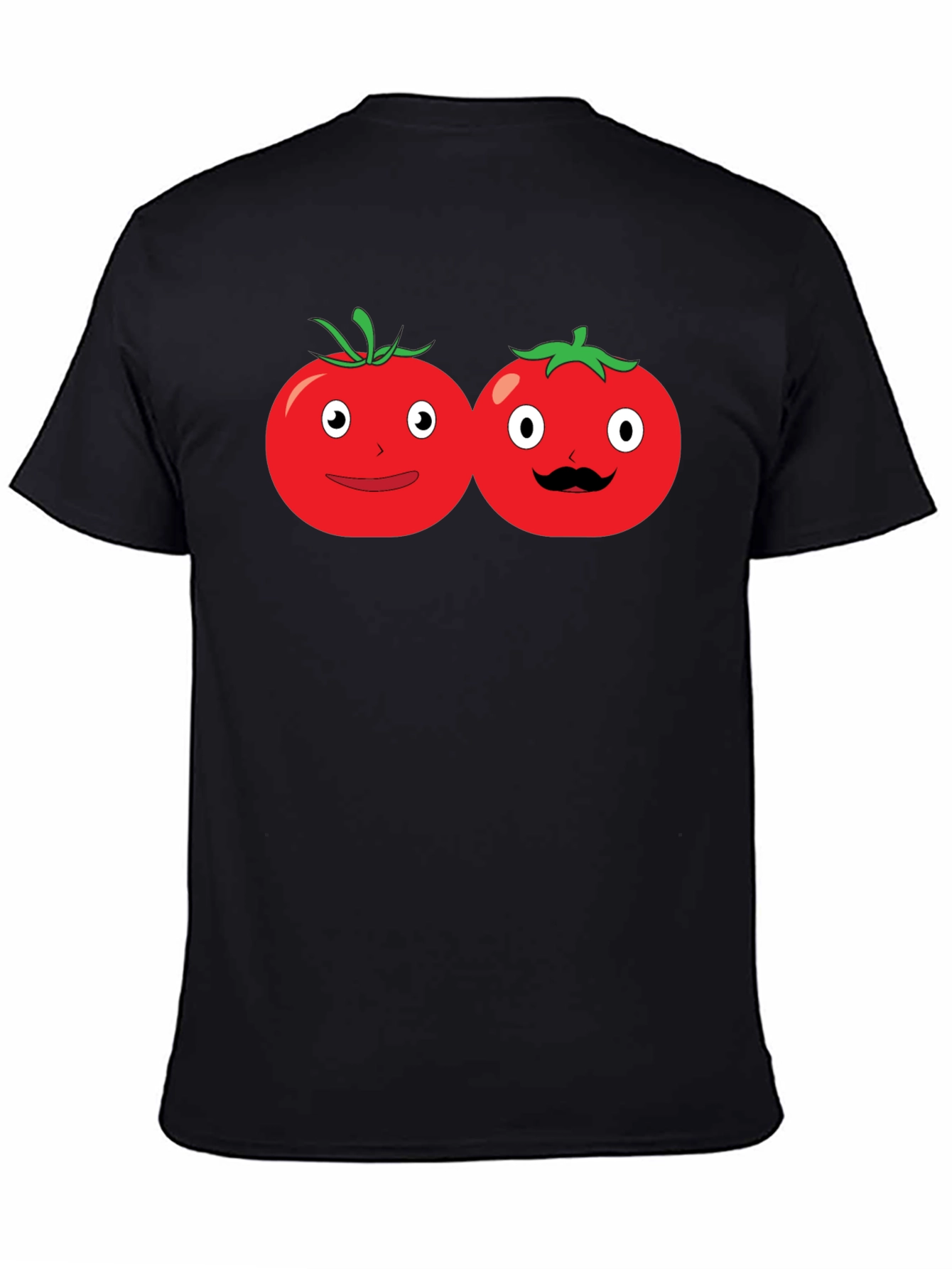 Tomato Cartoon Graphic Black T-Shirt