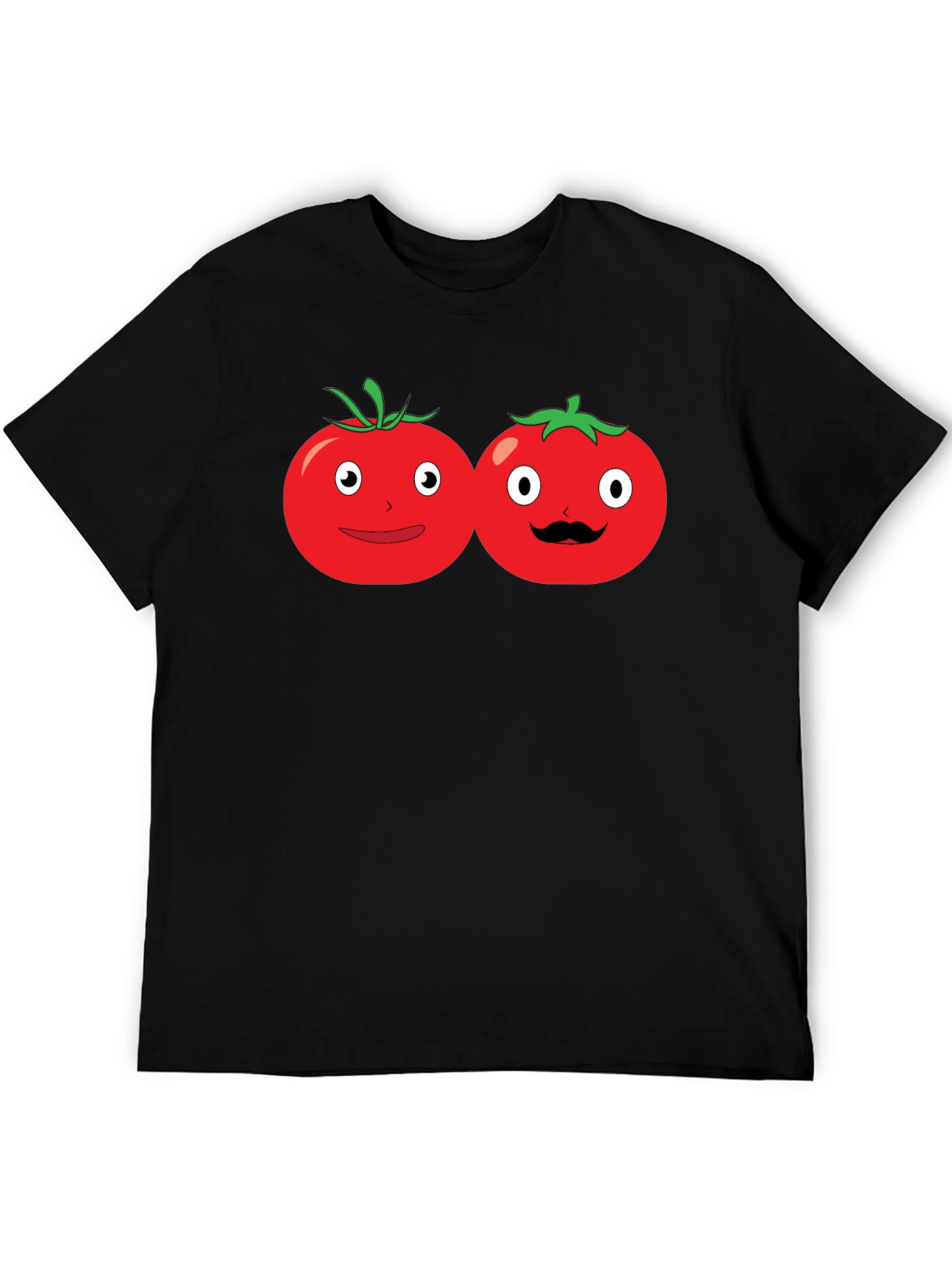 Tomato Cartoon Graphic Black T-Shirt