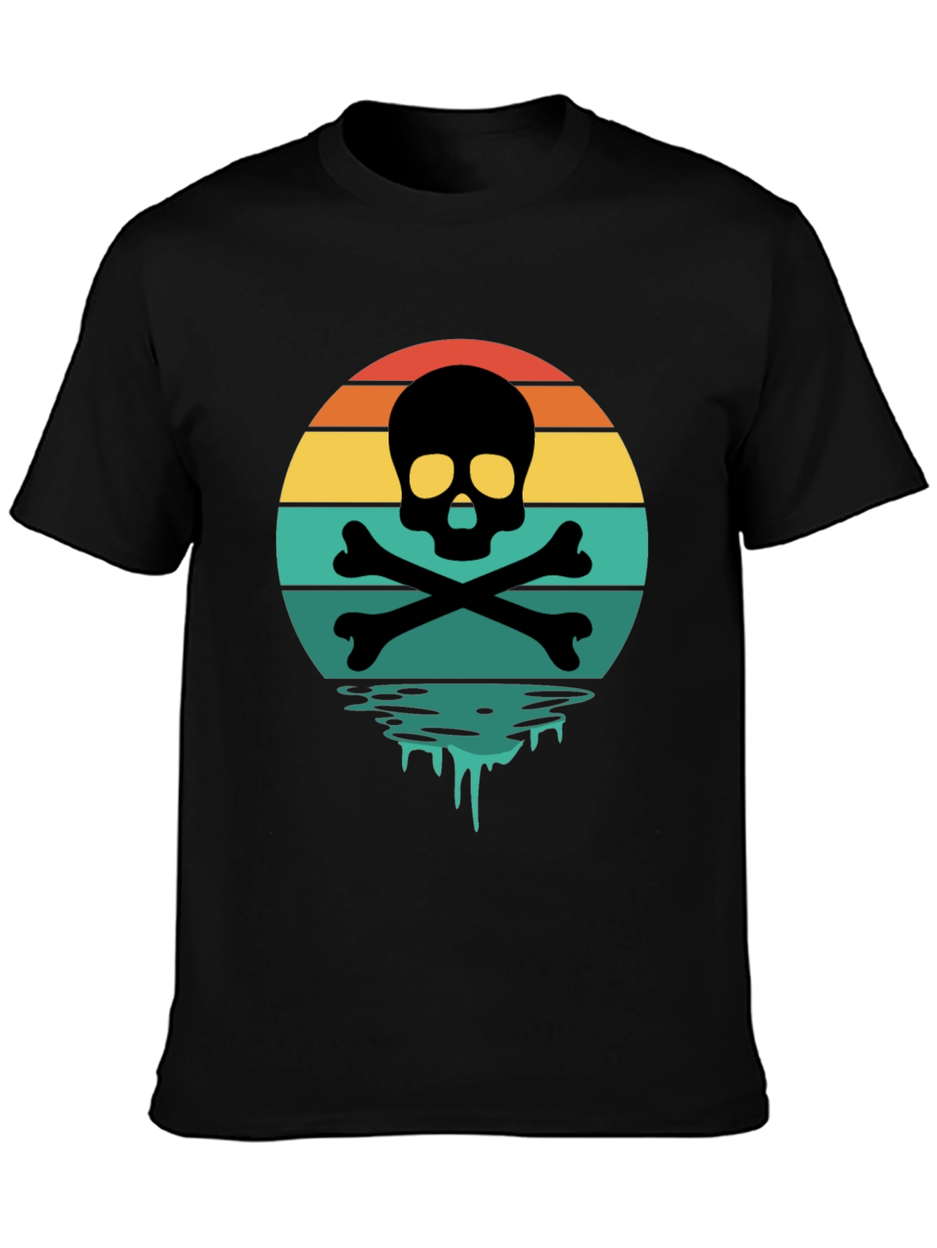 Skull & Crossbones Sunset T-Shirt - Retro Graphic Tee