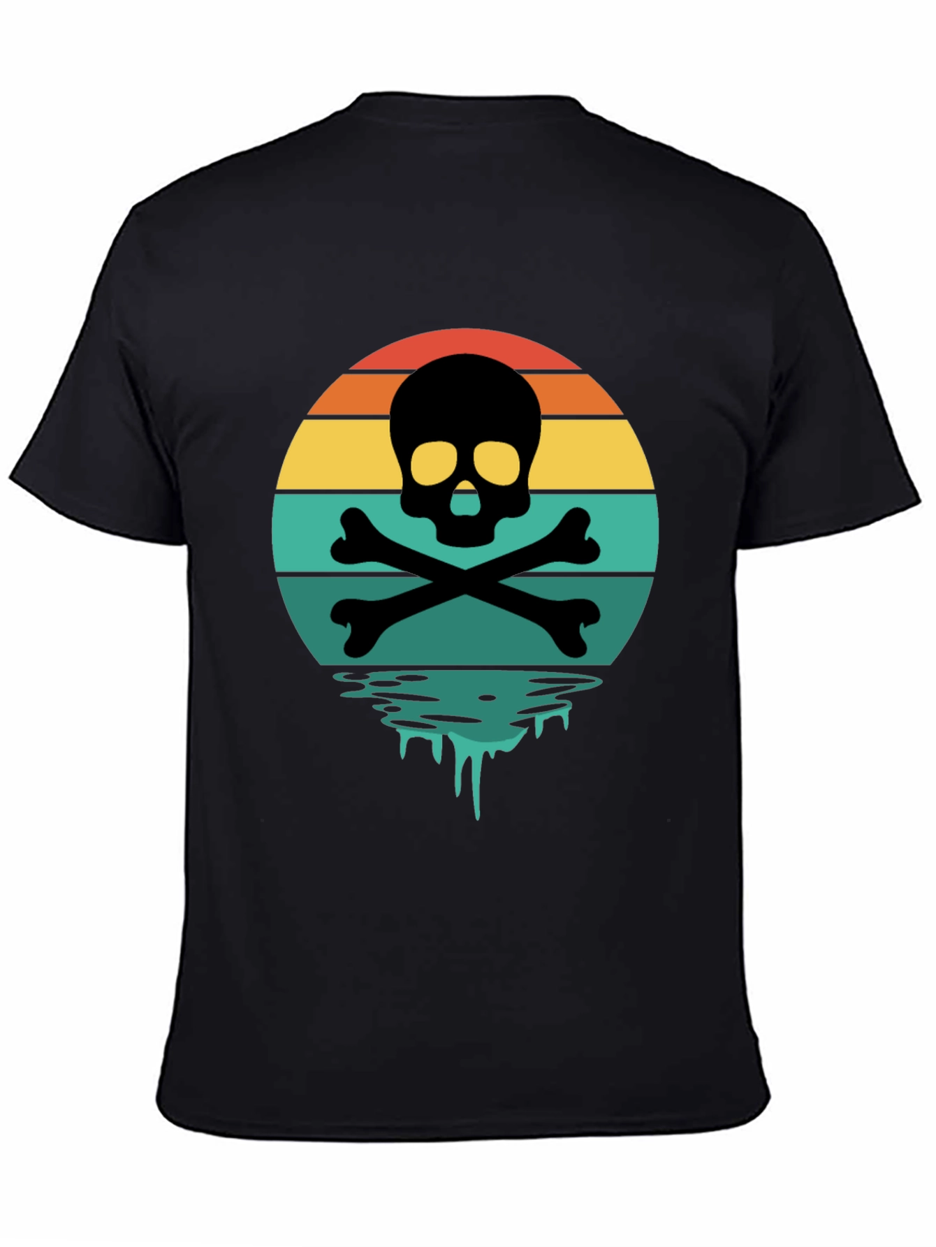 Skull & Crossbones Sunset T-Shirt - Retro Graphic Tee
