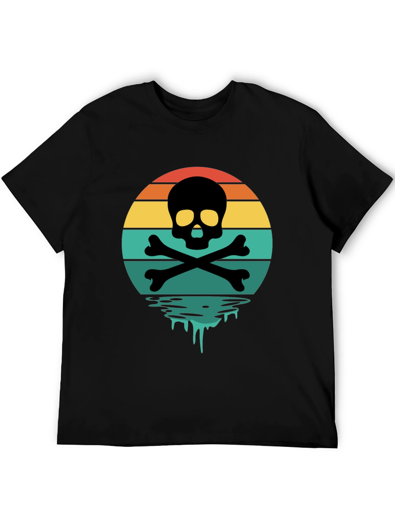 Skull & Crossbones Sunset T-Shirt - Retro Graphic Tee