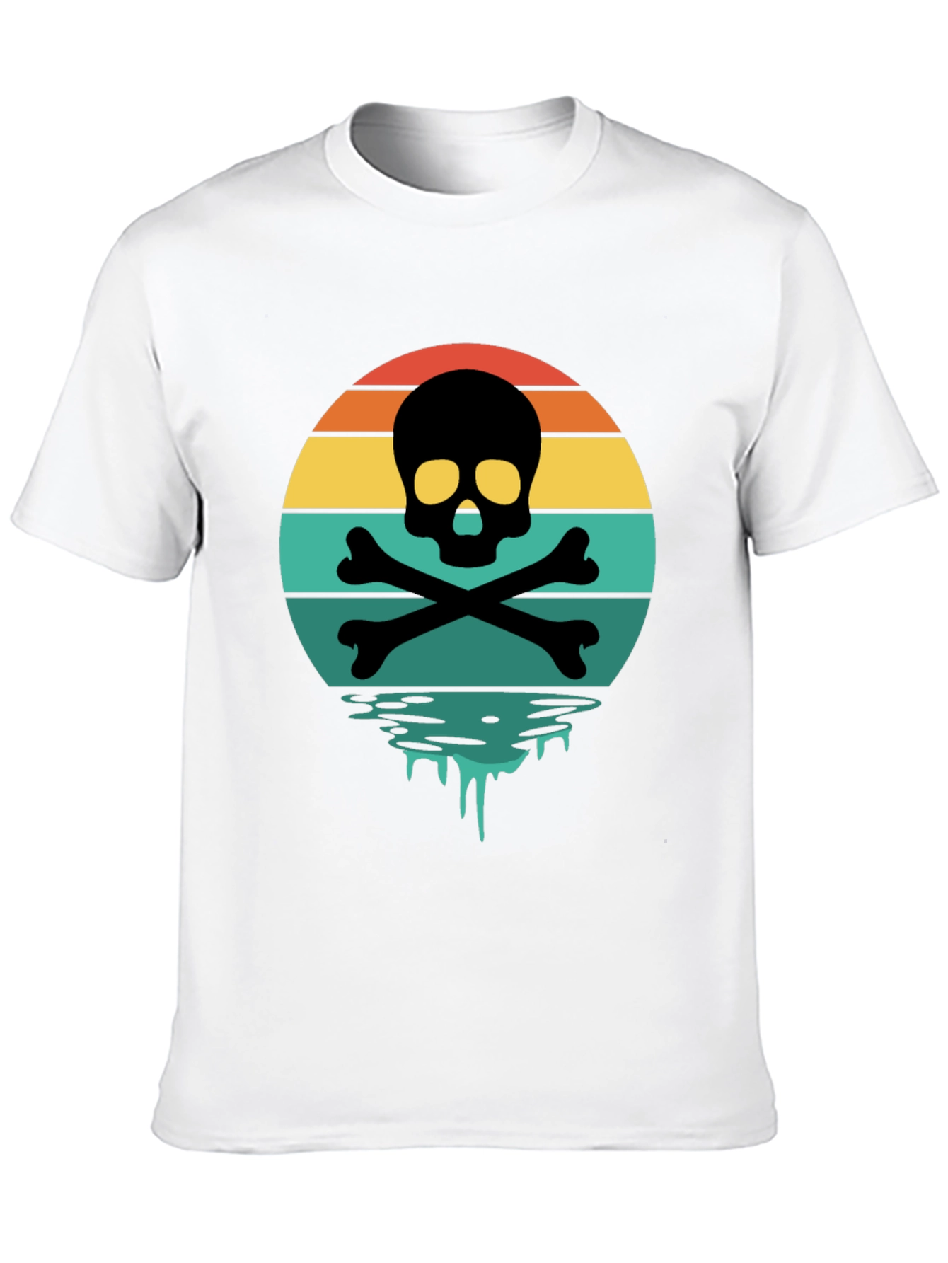 Skull & Crossbones Sunset T-Shirt - Retro Graphic Tee