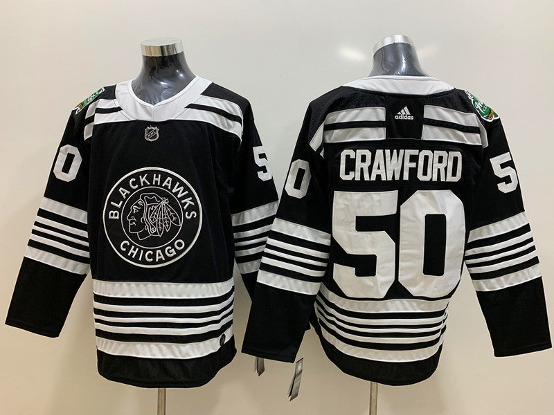 Men's Chicago Blackhawks Corey Crawford #50 Black Breakaway Player Jerseys