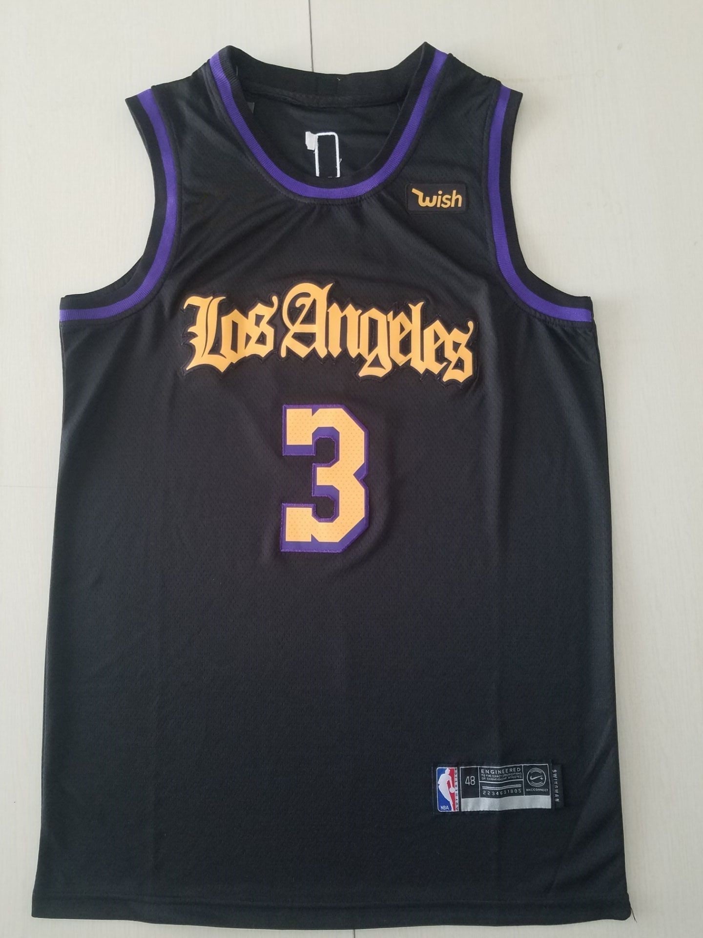 Men's Los Angeles Lakers Anthony Davis Black #3 Swingman Jerseys
