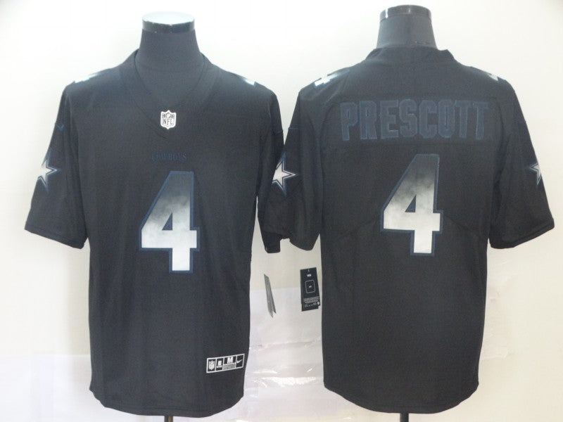 Men's Dallas Cowboys #4 Dak Prescott Black Authentic Game Player Jerseys