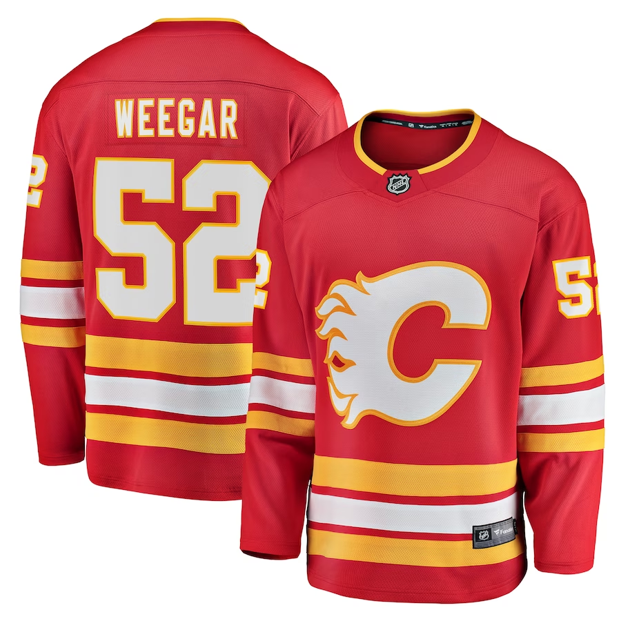 Men's Calgary Flames MacKenzie Weegar #52 Red Home Breakaway Player Jerseys